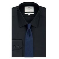 Men\'s Formal Black Poplin Extra Slim Fit Shirt - Single Cuff - Easy Iron