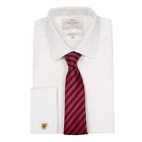 Men\'s Plain White Poplin Extra Slim Fit Business Shirt - Double Cuff