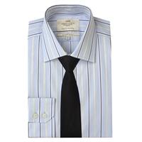 Men\'s Blue & Yellow Multi Stripe Slim Fit Cotton Shirt - Single Cuff