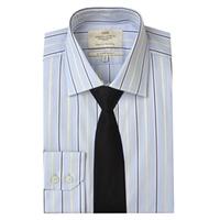 mens blue yellow multi stripe slim fit cotton shirt single cuff