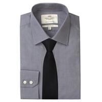 mens plain grey end on end extra slim fit business shirt single cuff