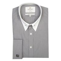 mens grey white fine stripe extra slim fit limited edition shirt pin c ...