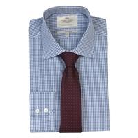 mens white navy multi check slim fit shirt single cuff