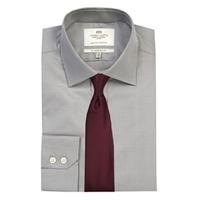 mens white grey dogstooth check slim fit cotton shirt single cuff