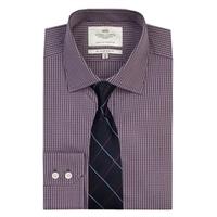 mens formal navy red multi check slim fit shirt single cuff easy iron