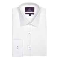 mens plain white slim fit fashion shirt with contrast detail