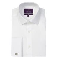 Men\'s Plain White Poplin Slim Fit Cotton Shirt - Double Cuff