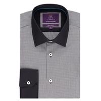 mens curtis black white dogstooth check slim fit shirt single cuff