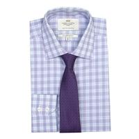 Men\'s White & Purple Prince of Wales Check Slim Fit Shirt - Single Cuff