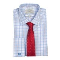 mens blue red multi check extra slim fit shirt double cuff