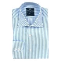 Men\'s White & Blue Stripe Slim Fit Shirt - Non Iron