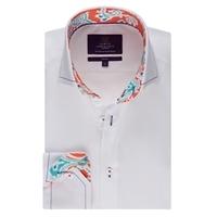 mens curtis white poplin slim fit shirt high collar single cuff