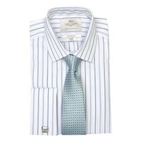 Men\'s White & Blue Multi Stripe Extra Slim Fit Shirt - Double Cuff