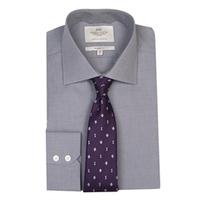 Men\'s Formal Grey End on End Classic Fit Shirt - Single Cuff - Easy Iron