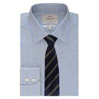 Men\'s Blue & Yellow Multi Stripe Extra Slim Fit Shirt - Single Cuff - Easy Iron