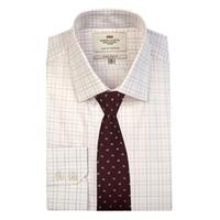 mens white brown medium multi check extra slim fit shirt single cuff