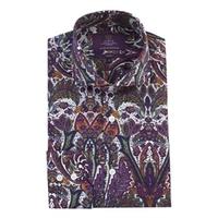 Men\'s Purple & Fuchsia Promise Paisley Slim Fit Shirt - High Collar