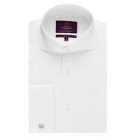 mens curtis white poplin slim fit shirt high collar double cuff