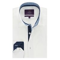 mens curtis white slim fit shirt with contrast detail single cuff