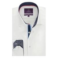 mens curtis white slim fit shirt with contrast detail single cuff