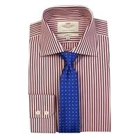 mens formal red white bengal stripe classic fit shirt single cuff easy ...