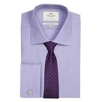 Men\'s Plain Lilac End On End Slim Fit Luxury Cotton Shirt - Double Cuff