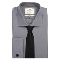 mens formal grey end on end classic fit shirt double cuff easy iron