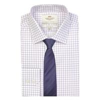 Men\'s White & Purple Grid Check Extra Slim Fit Shirt - Single Cuff