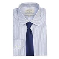 mens white blue multi stripe extra slim fit business shirt single cuff