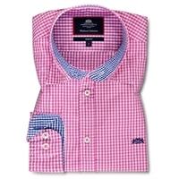 Men\'s Fuchsia & Royal Blue Gingham Check Slim Fit Shirt