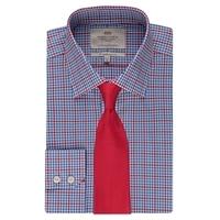 Men\'s Blue & Red Multi Check Slim Fit Shirt - Single Cuff
