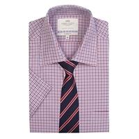 mens blue red small multi check tailored fit short sleeve shirt