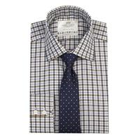 Men\'s Formal Green & Brown Multi Check Slim Fit Shirt - Single Cuff - Easy Iron