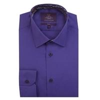 mens plain iris slim fitted cotton shirt with contrast detail single c ...