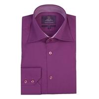 Men\'s Plain Fuchsia Slim Fit Cotton Shirt With Contrast - High Collar