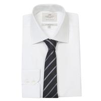 mens plain white fine twill slim fit shirt single cuff