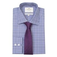Men\'s White & Navy Prince Of Wales Check Slim Fit Shirt - Single Cuff