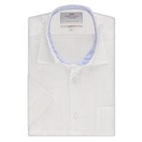 Men\'s Formal White Tailored Fit Short Sleeve Linen Shirt - Easy Iron