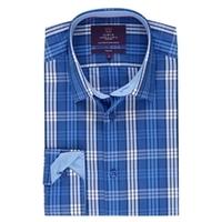 mens curtis blue white multi check slim fit shirt single cuff