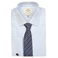 mens white light blue stripe extra slim fit shirt double cuff