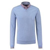 mens light blue slim fit v neck jumper italian made merino wool