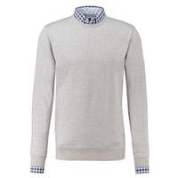 Men\'s Grey Slim Fit Round Neck Jumper - Italian-Made Merino Wool