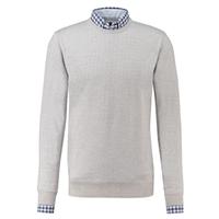 mens grey slim fit round neck jumper italian made merino wool