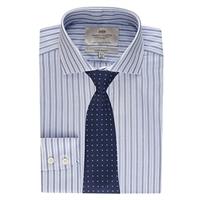 Men\'s White & Navy Multi Stripe Extra Slim Fit Shirt - Cutaway Collar
