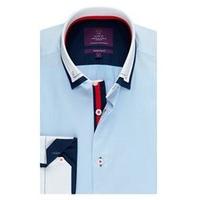 mens curtis light blue slim fit shirt with contrast detail single cuff