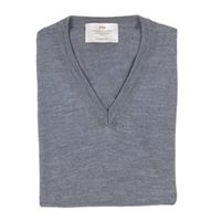 Men\'s Grey Slim Fit V-Neck Merino Wool Jumper