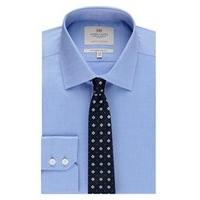 mens formal blue pique slim fit shirt single cuff easy iron