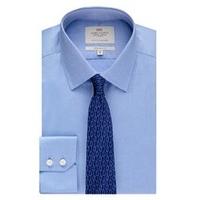 Men\'s Formal Blue Pique Extra Slim Fit Shirt - Single Cuff - Easy Iron