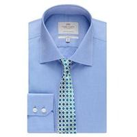 Men\'s Formal Blue Pique Classic Fit Shirt - Single Cuff - Easy Iron