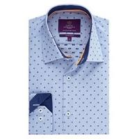 mens curtis blue navy dobby weave slim fit shirt single cuff